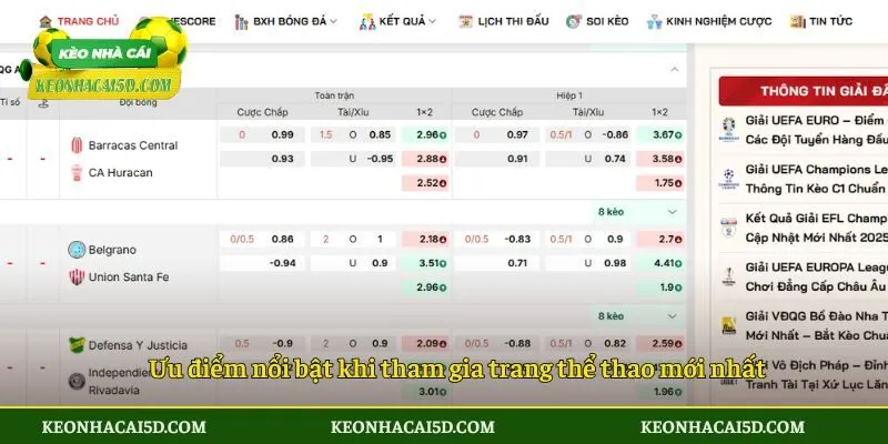 Ưu điểm nổi bật khi tham gia trang thể thao mới nhất